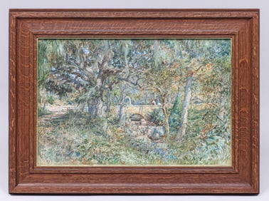 Alexander Francis Harmer (1856-1925) California Watercolor "Santa Barbara Oaks" 1896