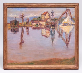 Leonora Daroux (1873-1948) South Bay Old Salt Works Painting 1932