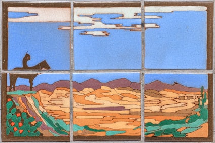 Taylor Tile Co - Los Angeles Six-Tile Native American on Horseback c1930s