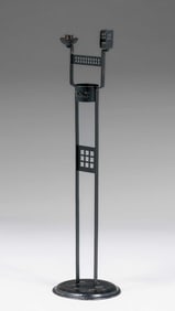 German Secessionist Cutout Iron Standing Candlestick c1900s