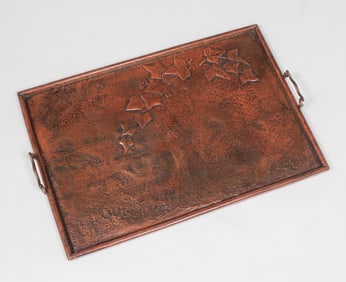 Large Hammered Copper Serving Tray c1910s