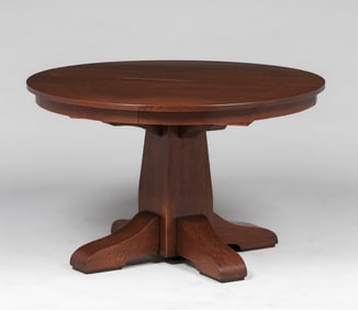 Gustav Stickley 48"d Pedestal Base Dining Table c1910
