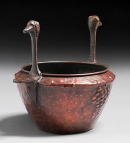 German Secessionist Hammered Copper & Brass Jardiniere c1905