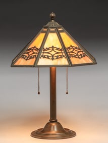 Bradley & Hubbard Brass & Slag Glass Lamp c1920s