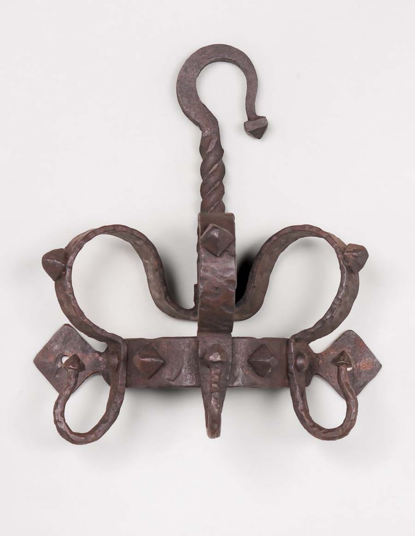 Arts & Crafts Period Hand-Forged Iron Frying Pan Hanger c1920s (1 of 6)