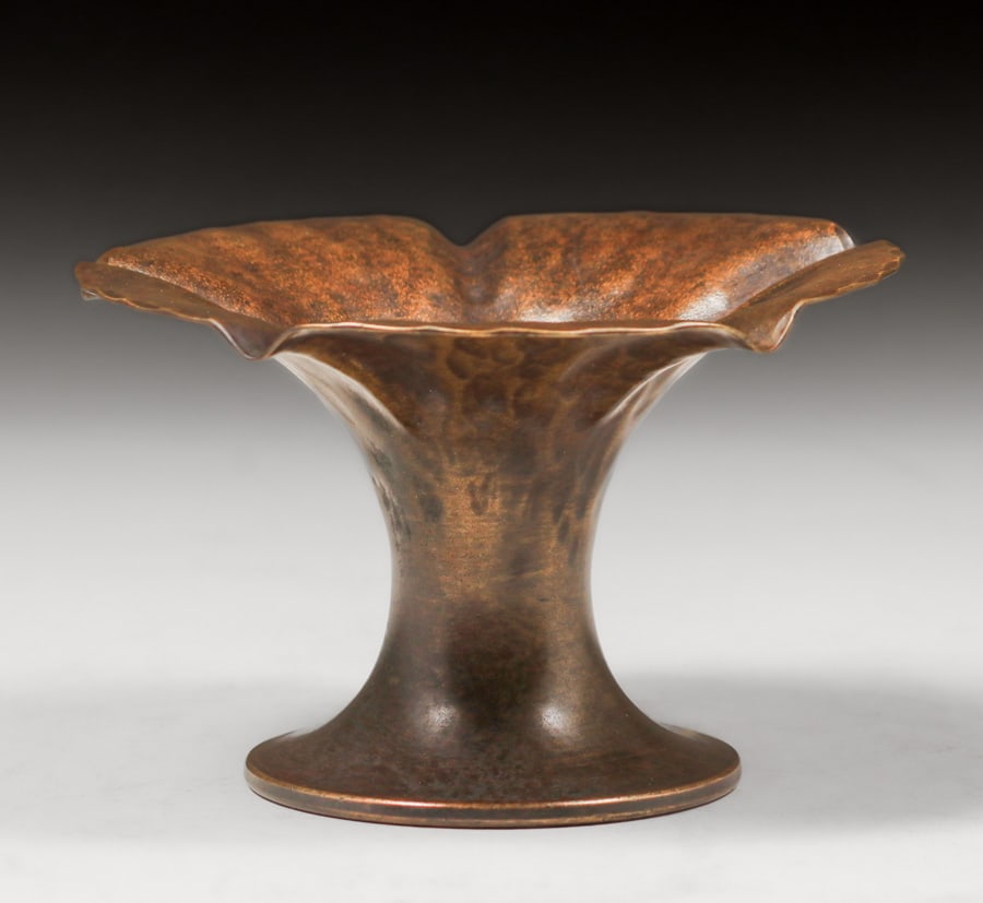 Craftsman Studios - Laguna Beach, CA #704 Hammered Copper Flared Vase c1930 (1 of 4)