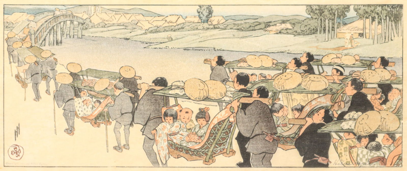 Helen Hyde (1868-1919) Color Woodcut "Going to the Fair" 1910 (1 of 5)