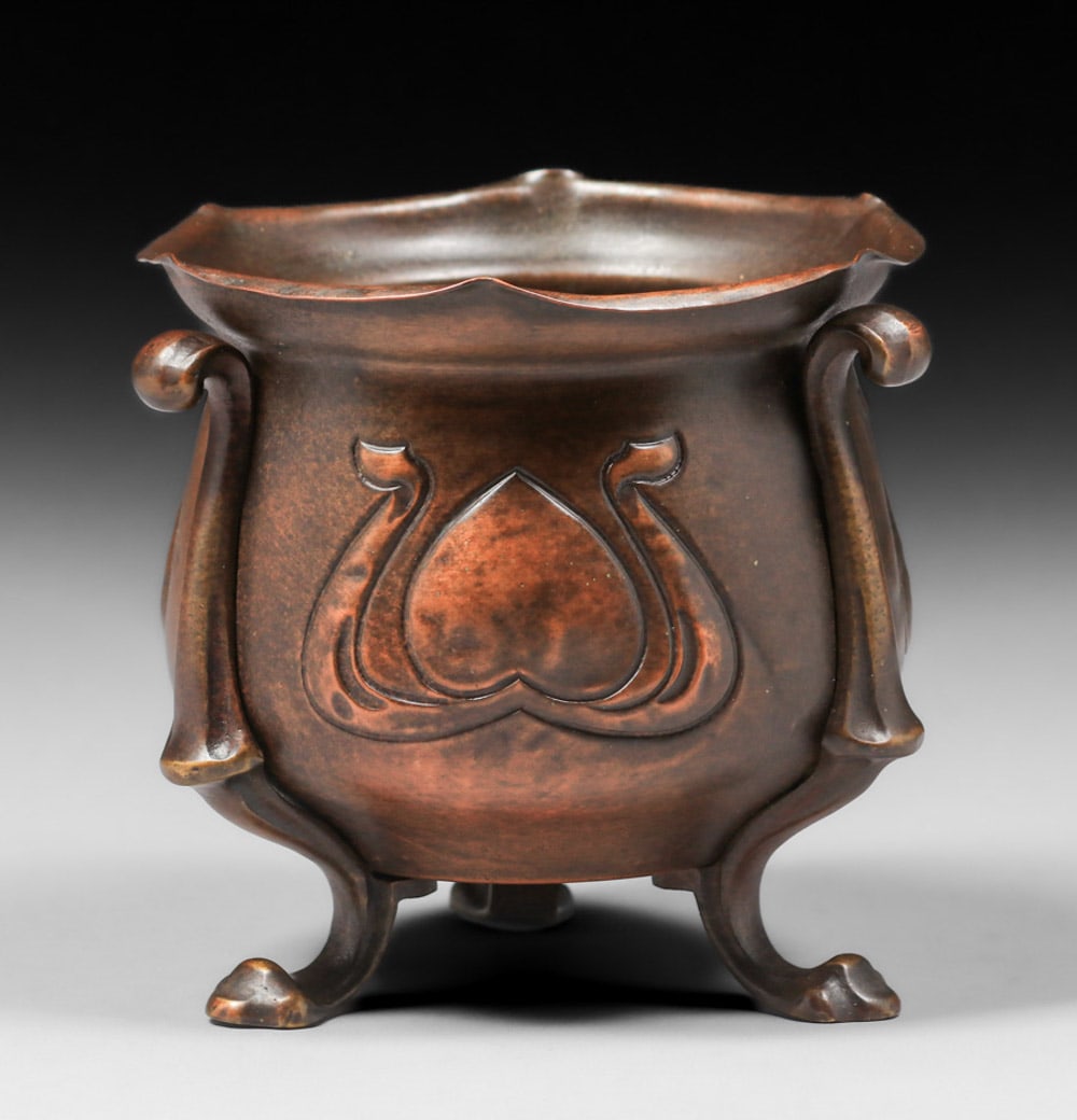 William Souter & Sons - Birmingham, England Hammered Copper & Brass Three-Footed Vase c1895-1900 (1 of 5)