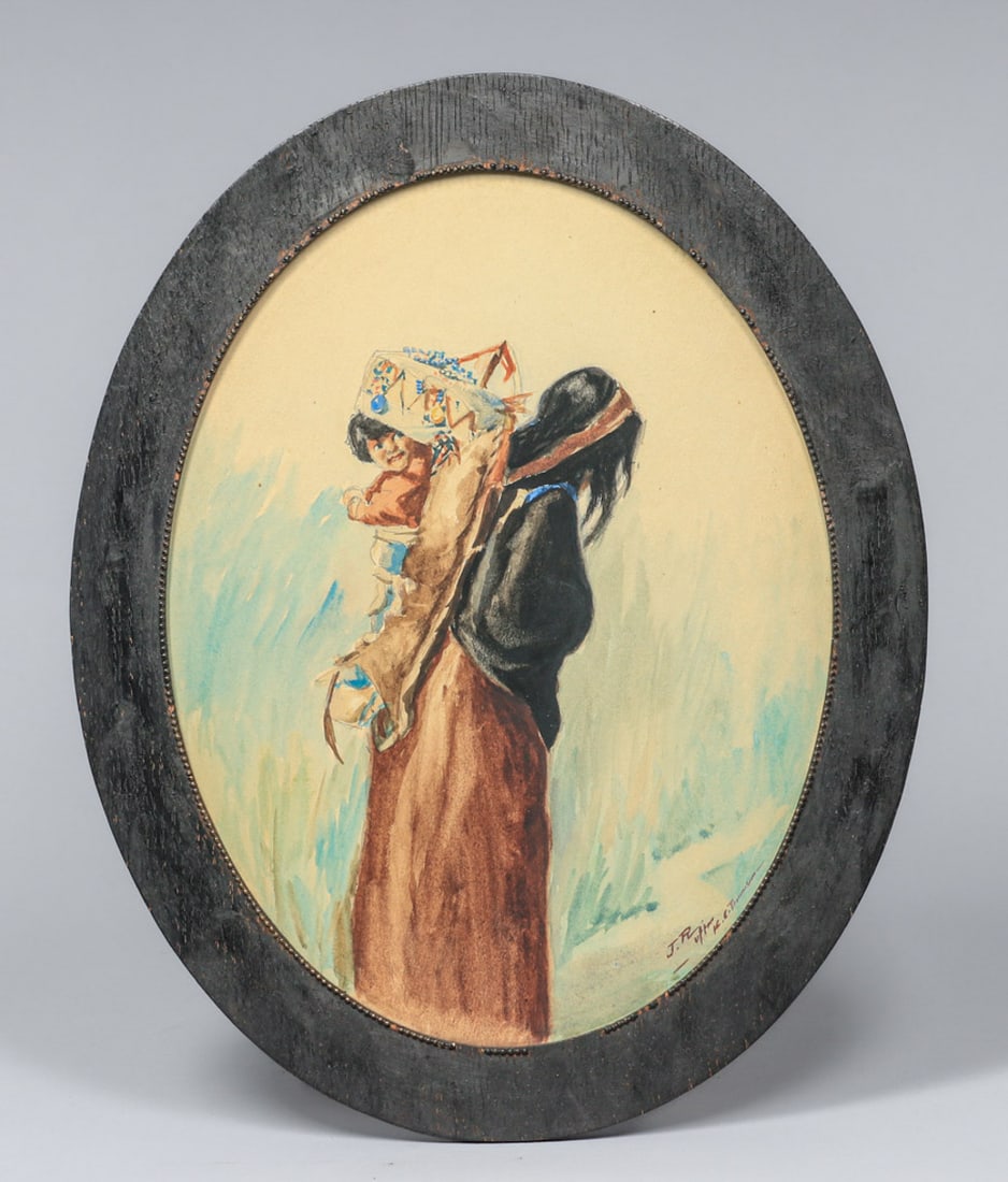 Watercolor Painting of Native American Woman & Child c1890s (1 of 5)