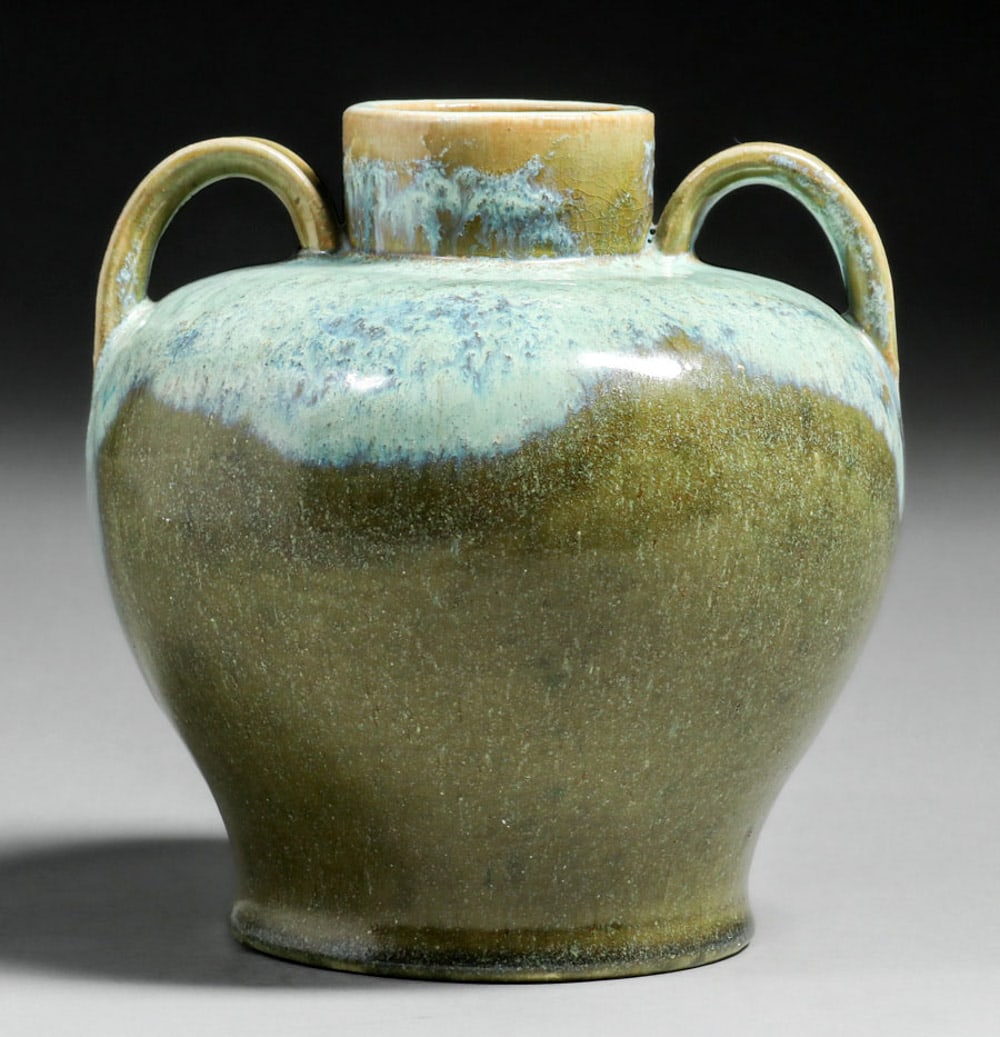 Fulper Pottery Celadon Chinese Green Two-Handled Vase c1910 (1 of 5)