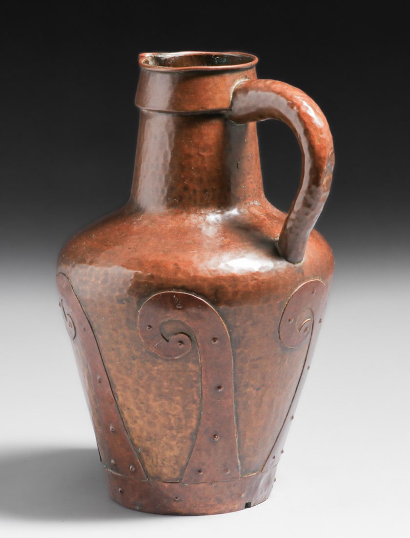 Russian Arts & Crafts Hammered Copper & Brass Pitcher c1905 (1 of 6)