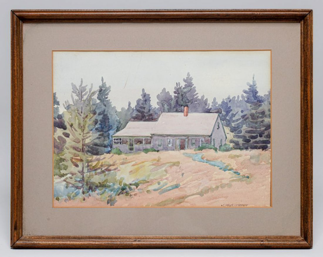 Charles Henry Richert (1880-1974) Maine Cabin Watercolor c1920s (1 of 5)
