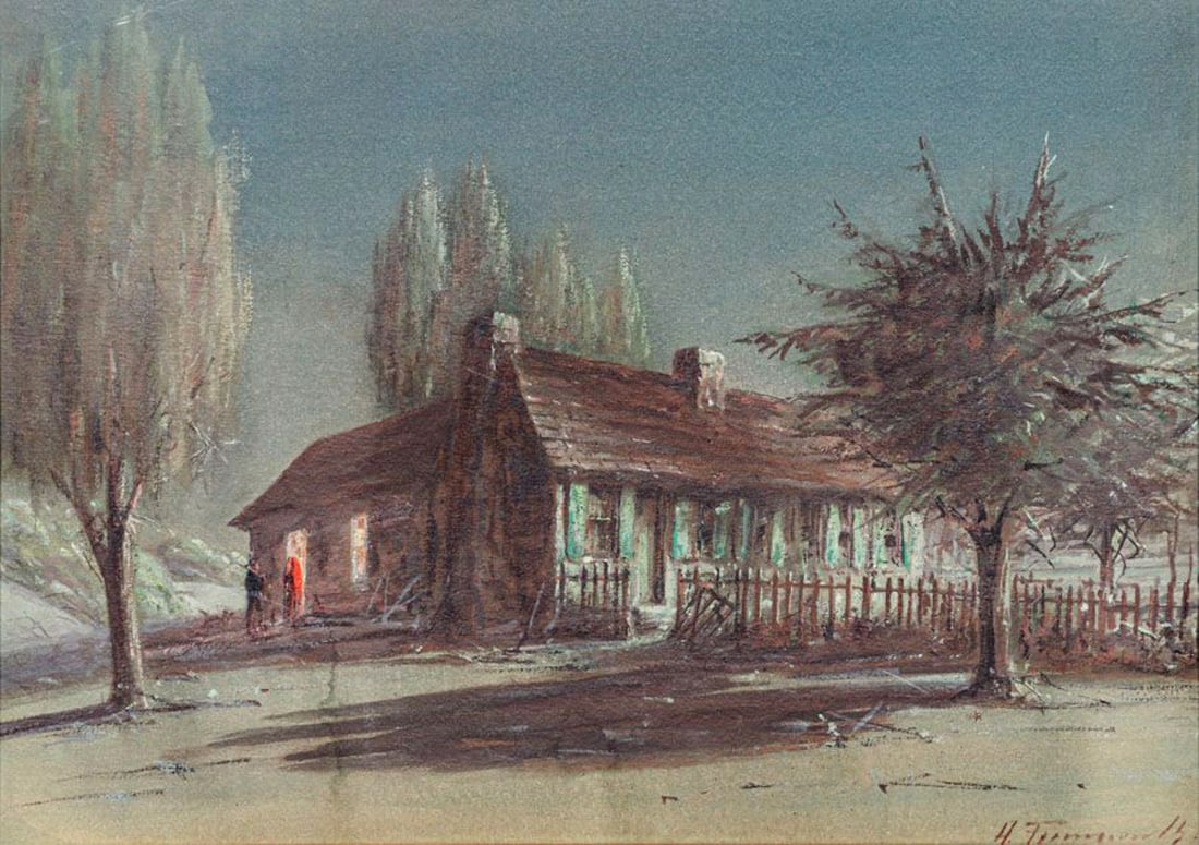 Alfred Farnsworth (1858-1908) Watercolor Boronda Adobe, Salinas, CA c1890s (1 of 3)