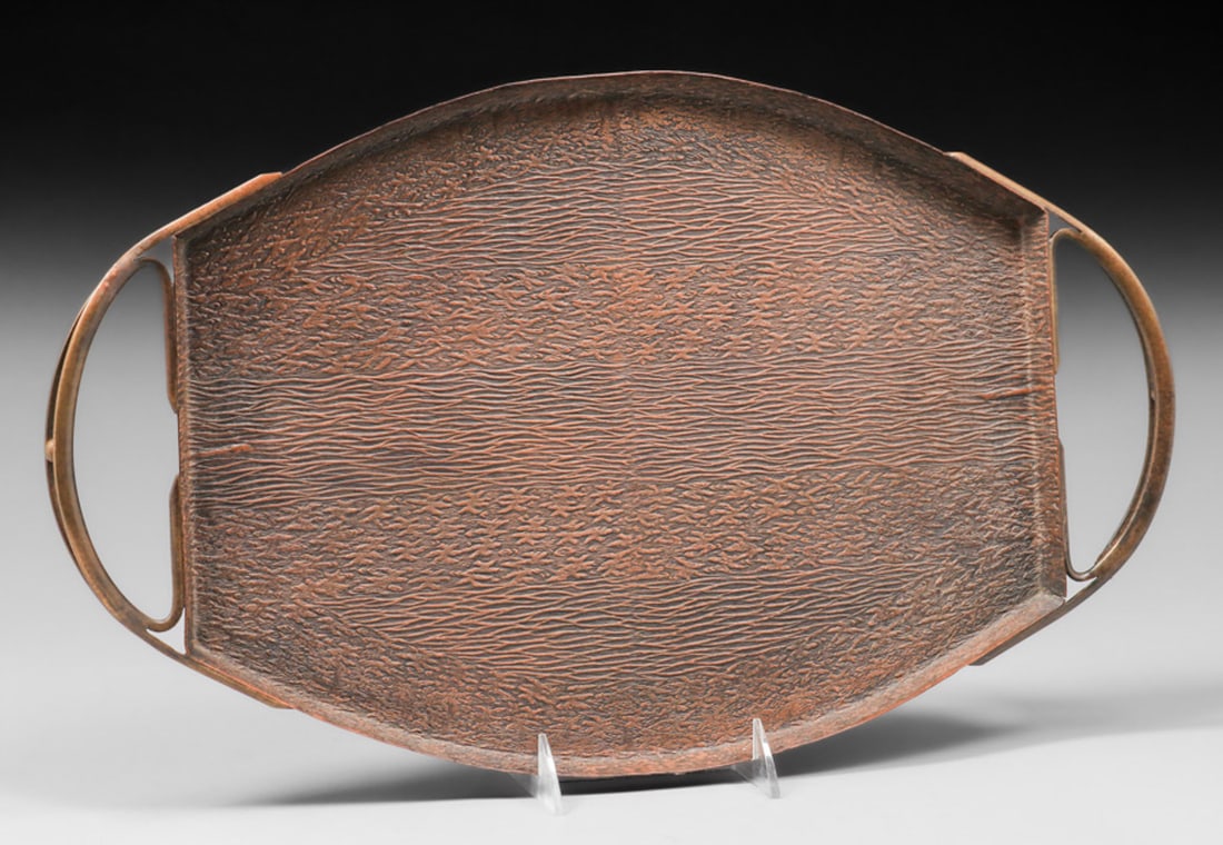 German Arts & Crafts Hammered Copper & Brass Tray c1910s (1 of 4)