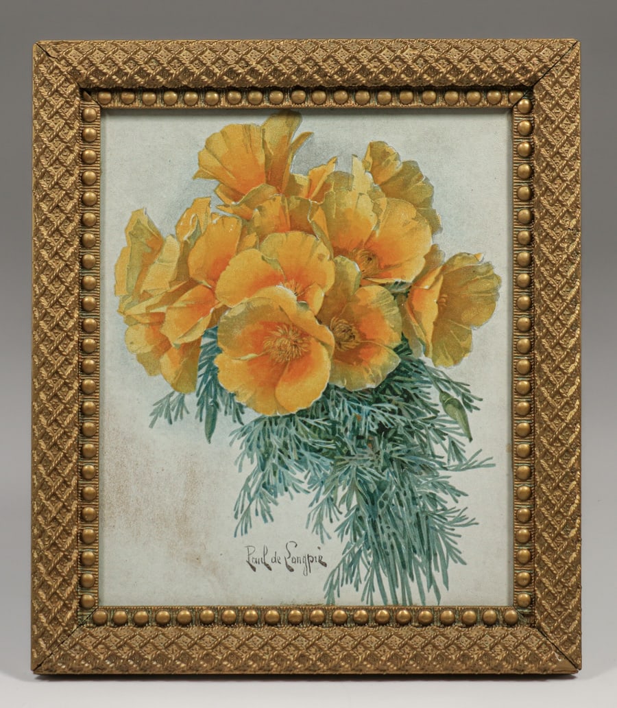 Paul de Longpre (1855-1911) California Poppies Lithograph c1907 (1 of 5)