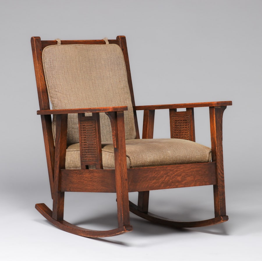 Stickley Brothers Prairie School Oak Rocker c1910 (1 of 3)