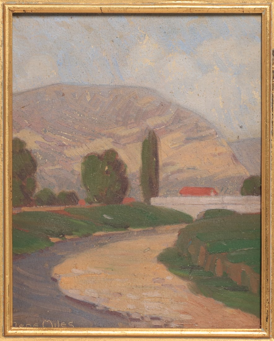 Gene Miles Early Impressionist Painting "French Alps Grenoble" c1920s: Gene Miles Early Impressionist Painting "French Alps Grenoble" c1920s. Arthur Wesley Dow influence. Signed. Excellent condition. 10"h x 8"w. Frame 16.75"h x 14.75"w. FREE NATIONWIDE SHIPPING for all o