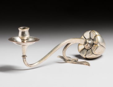 William Arthur Benson – English Arts & Crafts Silver-Plated Copper Candlestick c1900