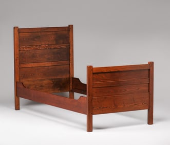 Roycroft #0106 Paneled Twin Bed c1905