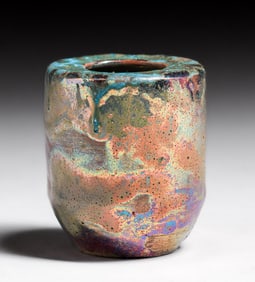 Small Pewabic Pottery Iridescent Flat Top Vase c1930s