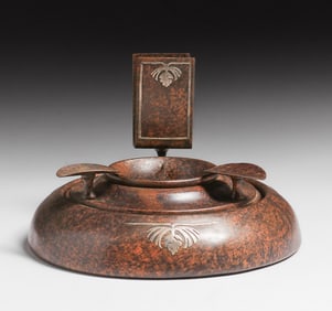 Silvercrest Sterling on Bronze Ashtray Set c1920s