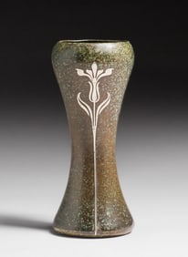 Early Heintz #357 Sterling on Bronze Art Nouveau Vase c1912