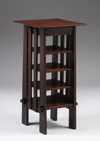 Michigan Chair Co Oak Slatted Magazine Stand c1905