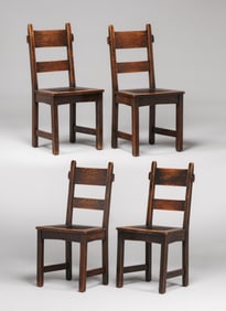 Early Gustav Stickley #1291 Set of 4 Rabbit-Ear Chairs c1901