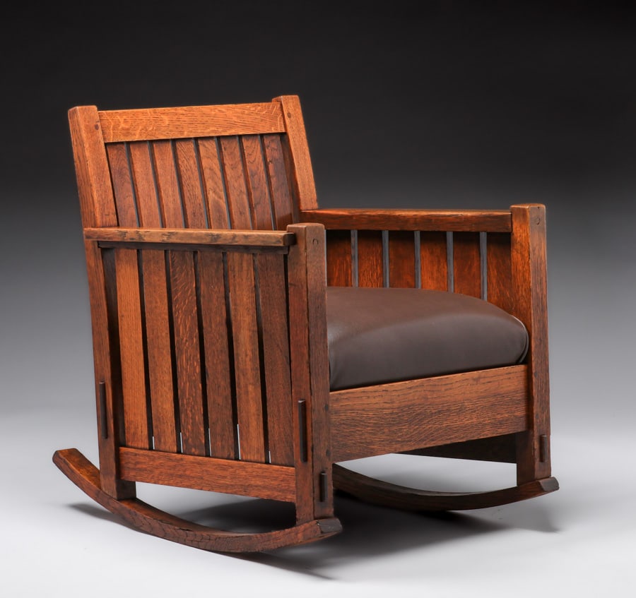 L&JG Stickley #409 Slatted Cube Rocker c1908-1912 (1 of 4)
