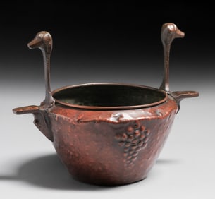 German Secessionist Hammered Copper & Brass Jardiniere c1905