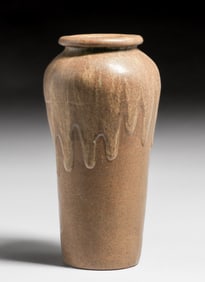 Arts & Crafts Matte Brown Drip Student Vase c1910
