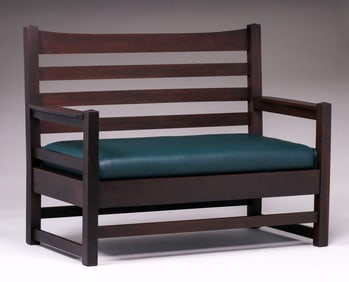 Early Gustav Stickley #161 Ladderback Bench Settle c1902