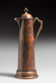WMF - German Hammered Copper & Brass Pitcher c1905
