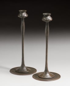 Early Jarvie - Chicago Bronze Art Nouveau Candlesticks c1903