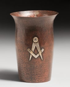Freemason Arts & Crafts Period Hammered Copper Flared Vase c1910