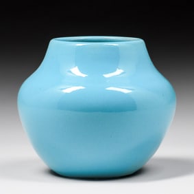 California Faience Turquoise Blue Vase c1920s
