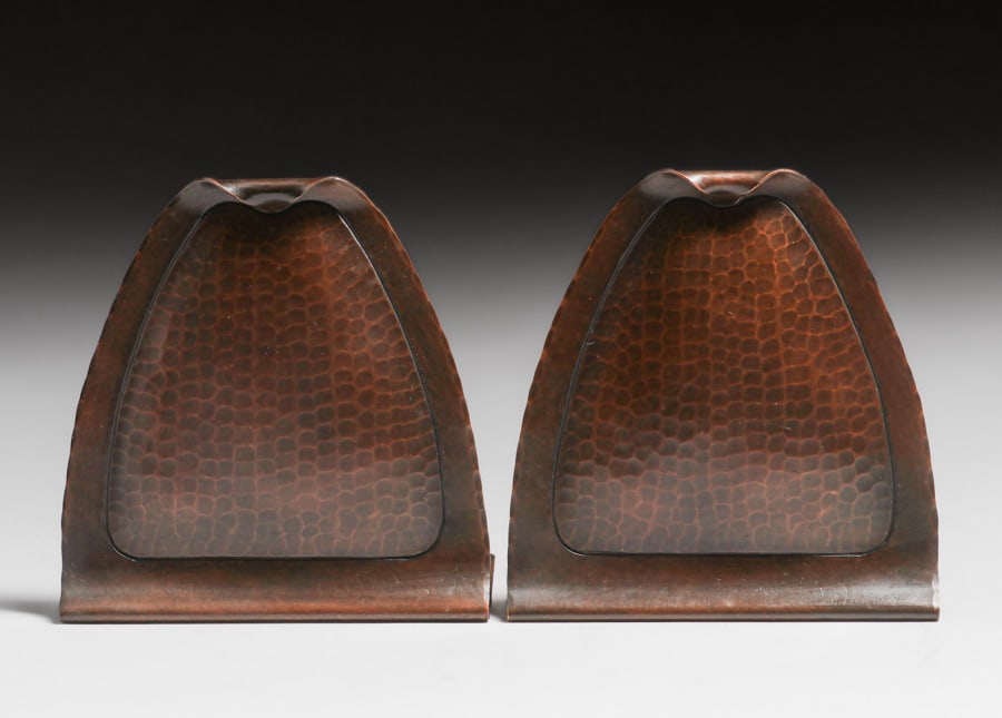 Craftsman Studios - Laguna Beach, CA Hammered Copper Bookends c1930 (1 of 7)