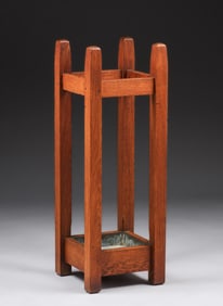 Gustav Stickley Oak Umbrella Stand c1910