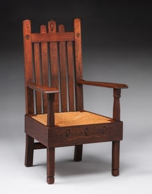 Early Stickley Brothers Inlaid Armchair c1901