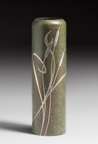 Heintz #3608 Sterling on Bronze Cattail Vase c1915