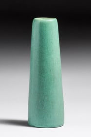 Arts & Crafts Period Matte Green Tapered Cylinder Vase c1910