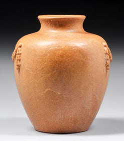 Grueby Pottery Matte Ochre Brown Vase c1900