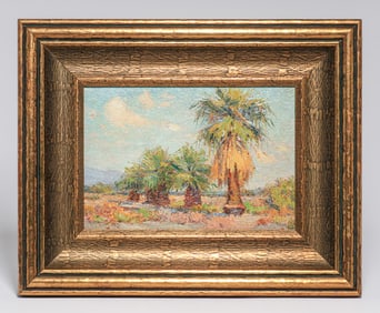 Anna Hills (1882-1930) Painting “Desert Palms – Salton Sea?? c1917