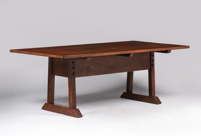 Contemporary Gustav Stickley Directors Table c1990s