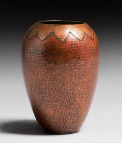 Agatha van Erp Student Hammered Copper & Brass Vase c1930s
