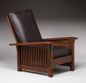 Gustav Stickley #369 Spindled Bentarm Morris Chair c1907