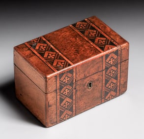 Aesthetic Movement Marquetry Inlay Tea Caddy Box c1890s