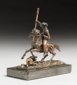 Austrian Bronze Equestrian Hunting Sculpture c1900s