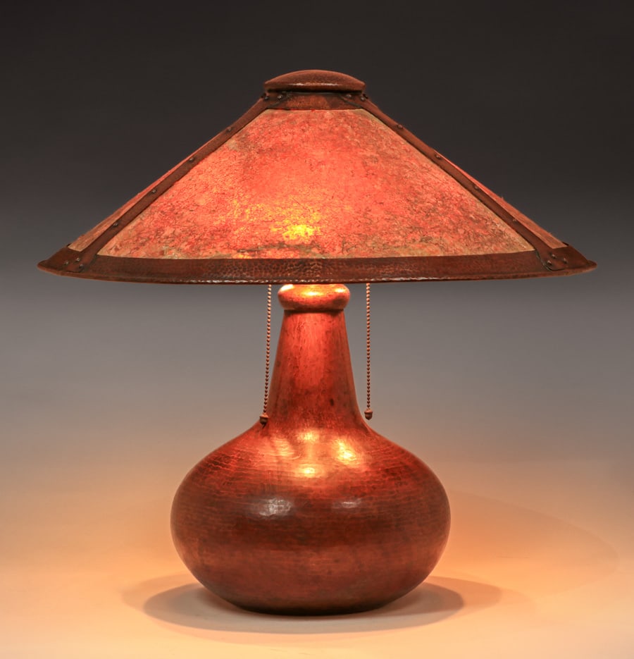 Limbert Hammered Copper & Mica Lamp c1910 (1 of 6)