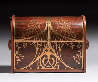 Erhard & Sohne – German Arts & Crafts Mahogany & Brass Letter Box c1905